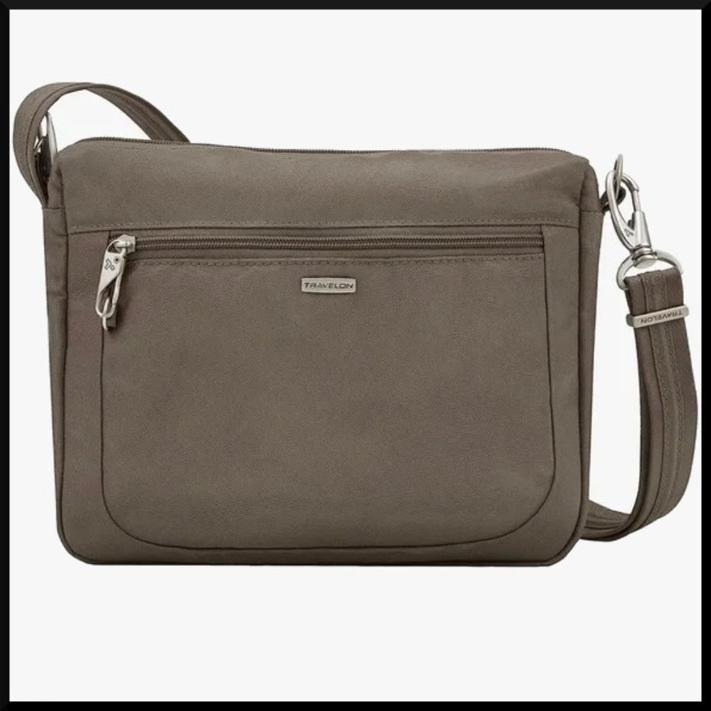 NWT! Travelon Women's Anti-Theft-Class Small East/West Crossbody Bag (Nutmeg)